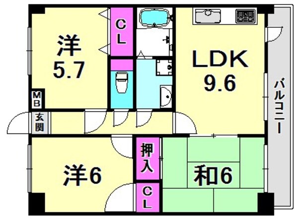 ジーク甲子園口Iの物件間取画像